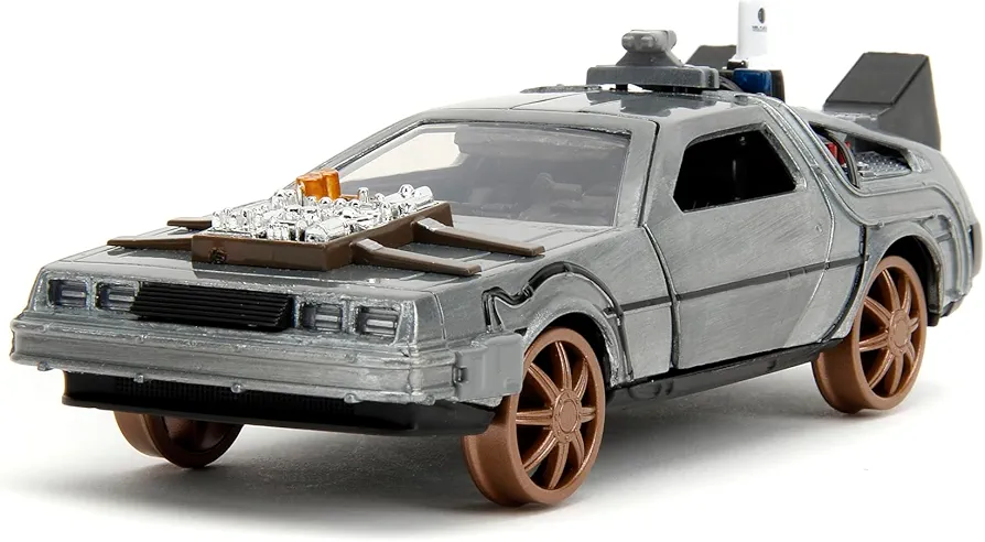 Back to The Future Part III 1:32 Time Machine Rail Wheels Die-Cast Car, Toys for Kids and Adults