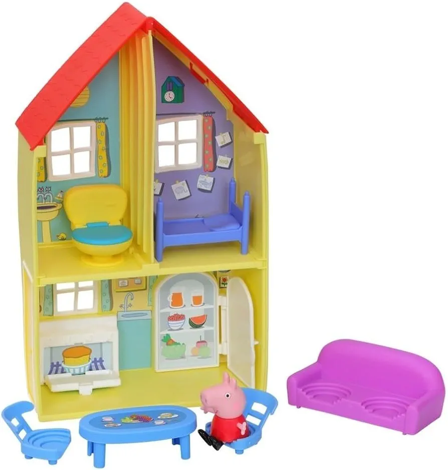 Peppa Pig Peppa’s Adventures Peppa’s Family House Playset, Includes Peppa Pig figure and 6 Fun Accessories, Preschool Toy for Ages 3 and Up
