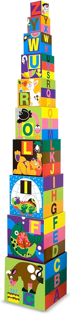 Melissa & Doug Deluxe 10-Piece Alphabet Nesting and Stacking Blocks - FSC Certified