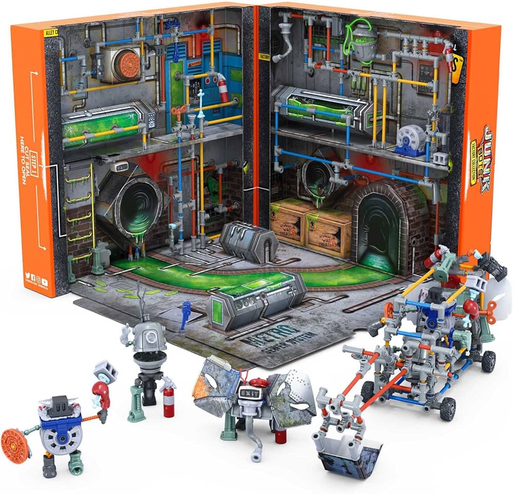 HEXBUG JUNKBOTS Large Factory Habitat Metro Sewer System, Surprise Toy Playset, Build and LOL with Boys and Girls, Toys for Kids, 285+ Pieces of Action Construction Figures, for Ages 5 and Up