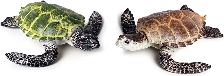 2 Pcs Realistic Ocean Turtle Model Toys, Simulated Sea Life Turtle Animals Figurine Collection Playset Sea Creature Science Educational Props