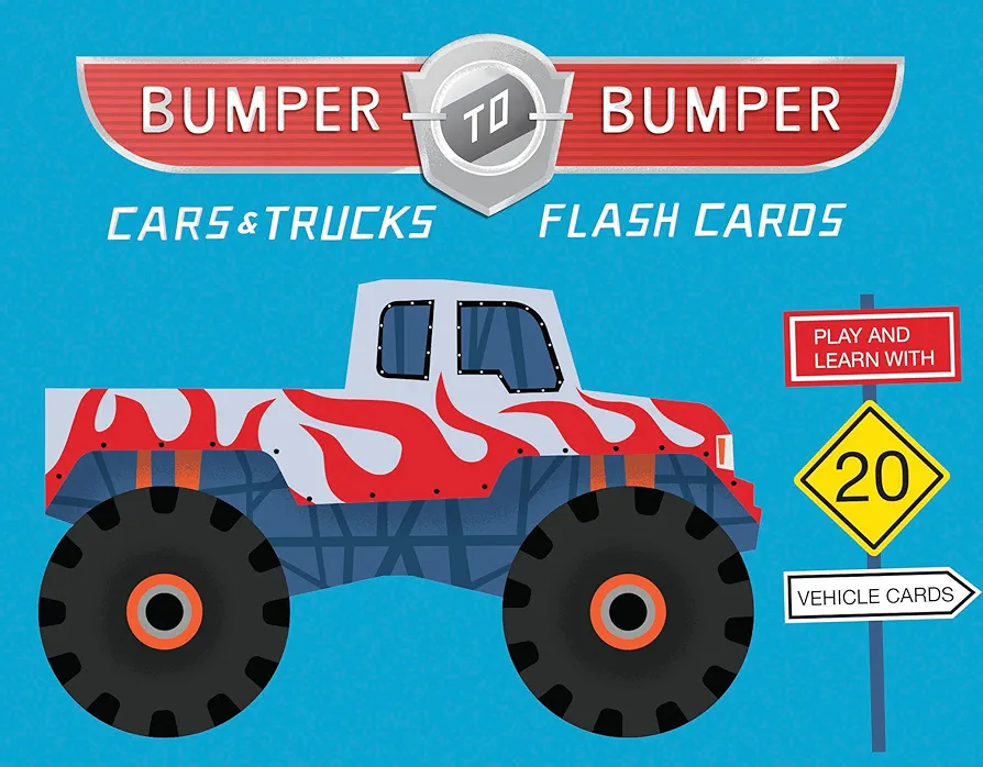 Chronicle Books Bumper-to-Bumper Cars & Trucks Flash Cards (First Words Vehicle Cards for Kids, Transportation Flashcards for Preschoolers & Kindergarteners)