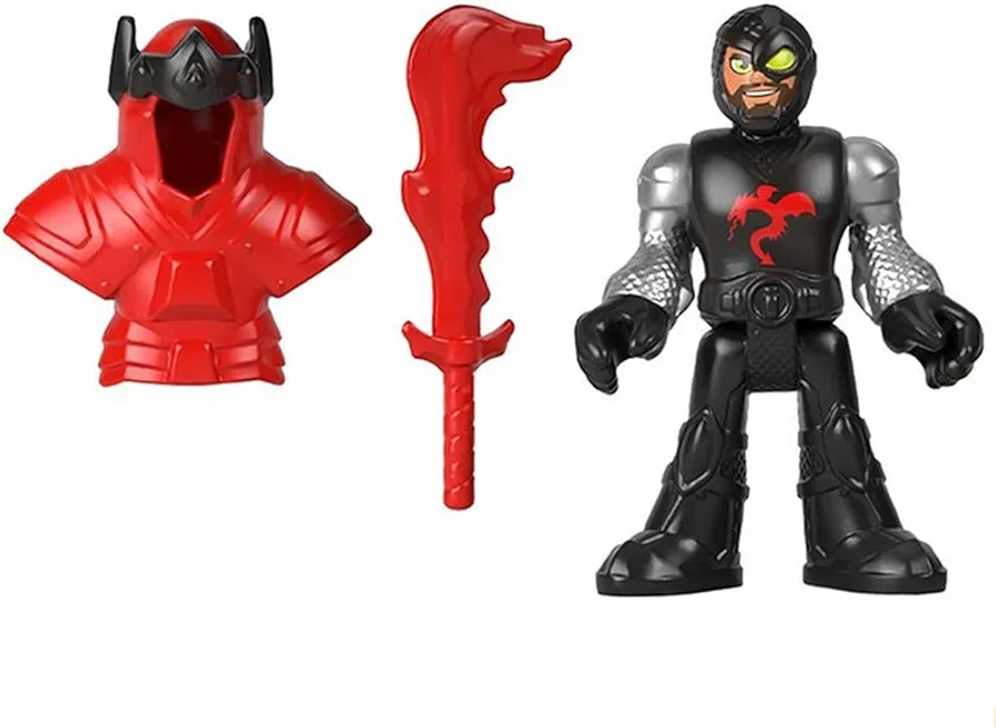 Replacement Parts for Fisher-Price Imaginext Royal Crusader's Dragon Playset - HCG50 ~ Replacement Figure in Black and Red, Helmet and Sword