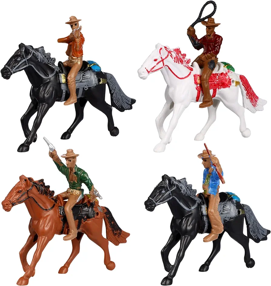 Toyvian Action Figure Figure Toy, Plastic Figures Play Set, 4 Pcs American Figures and Indians, and Toys Playset House Games for Kids Ages 3-10 Horse Toys