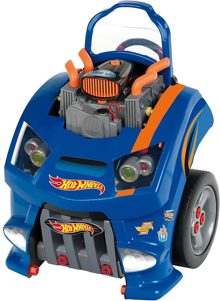 Theo Klein Hot Wheels Auto Service Car Engine Repair Interactive Pretend Play Set with Mechanic Tools for Kids Aged 3 Years and Up, Blue