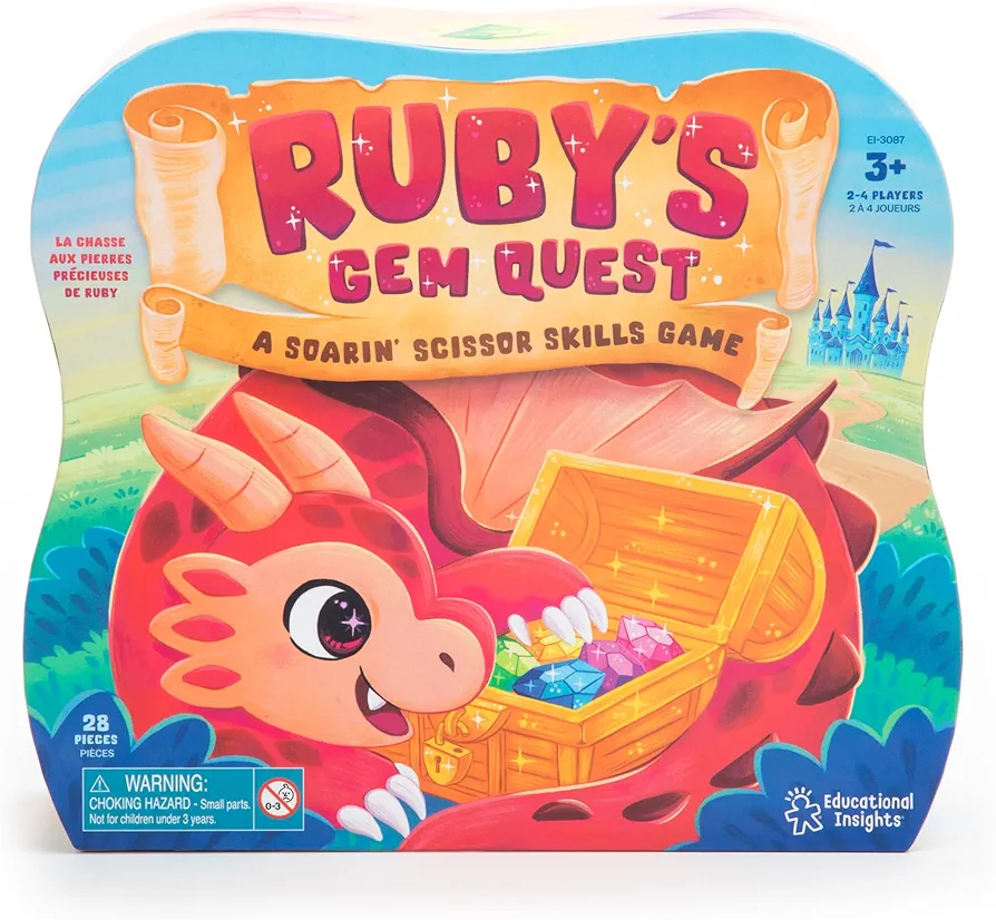Educational Insights Ruby's Gem Quest Scissor Skills Game - Preschool Board Games, Sorting Toys for Toddlers, Gift for Ages 3+