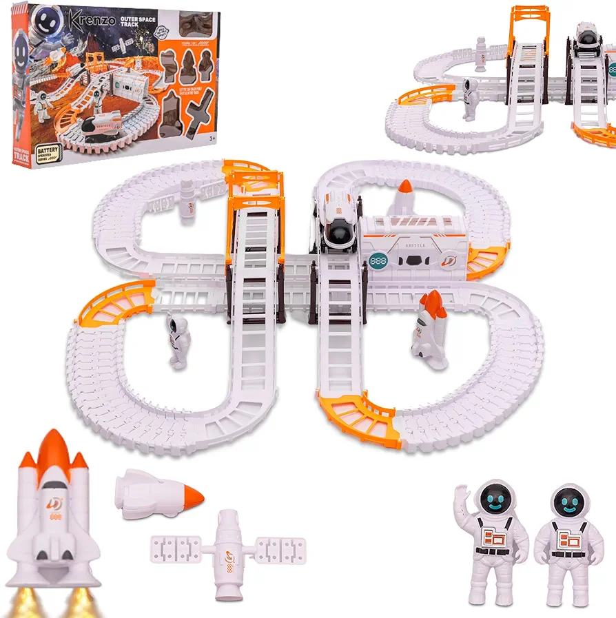 Space Toys Race Track Set - Flexible Magic Track Outer Space Toys - Construction Track Learning and Educational Space Themed Gifts Kids Race Track for Boys
