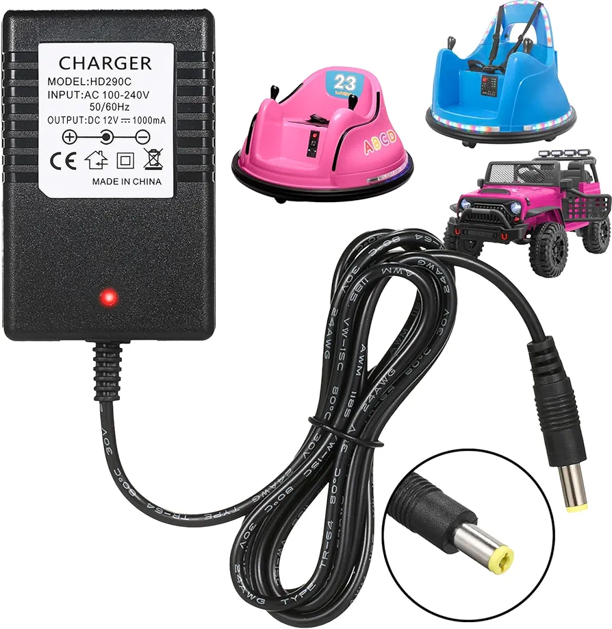 12V Charger for kidzone Bumper car,12v Battery Charger for Ride On Toys,cargador para carro eléctrico de niño, Kids Bumper Car Replacement Charger,12v Charger for Razor mx125, E90, E95, Dirt Bike