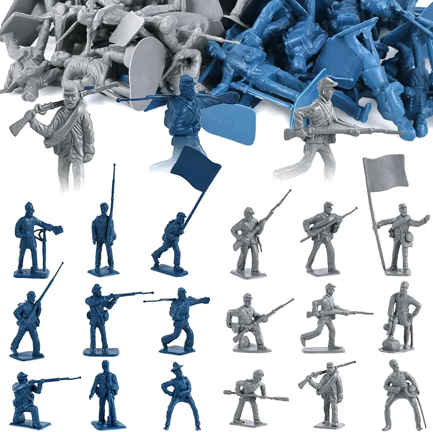 LovesTown 80PCS Army Men Toy Soldiers, Military Action Figures Plastic Toy Soldiers for Kids Blue Grey