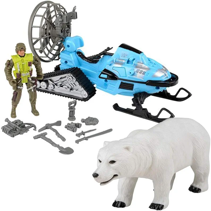 ArtCreativity Polar Adventure Pod Playset for Kids, Play Set for Boys and Girls with Toy Snowmobile, Action Figure, Polar Bear, and Accessories, Best Christmas or Birthday Gift for Children